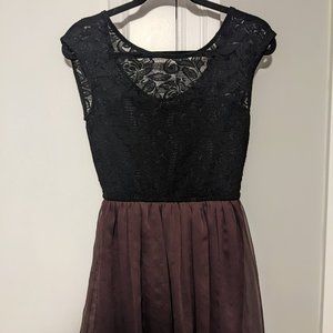Purple and black lace and chiffon dress